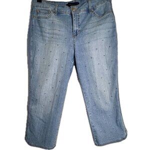 Bandolino Cotton Blend Polka Dot Embellished Mandi Capri‎ In Size 8